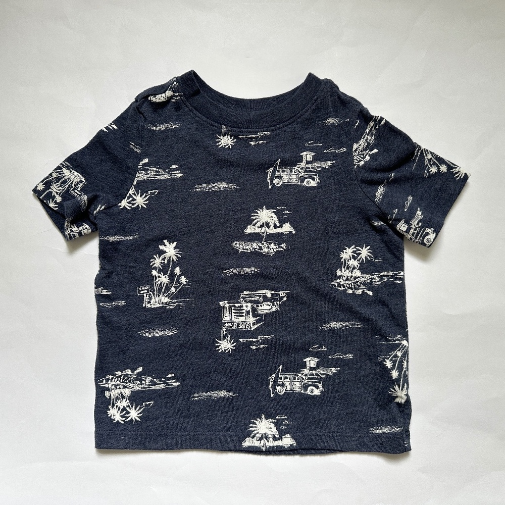 Old Navy Toddler Boy's Tee Beach Blue Retro Vintage Vibes Size 2T